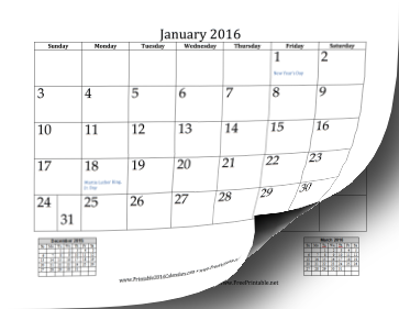 2016 Mini Month Calendar Calendar