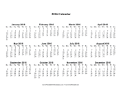 2016 Calendar one page with Large Print calendar