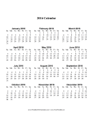 2016 Calendar one page with Large Print (vertical) calendar