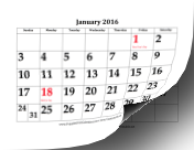 2016 Calendar with Large Dates calendar