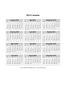 2016 Calendar on one page (vertical, week starts on Monday) calendar