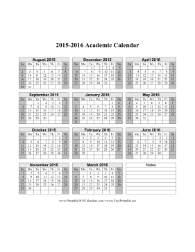 2015-2016 Academic Calendar Calendar