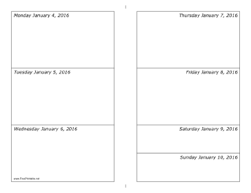 01/04/2016 Weekly Calendar-landscape Calendar