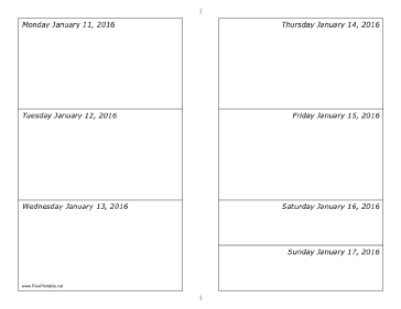 01/11/2016 Weekly Calendar-landscape Calendar