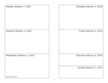 02/01/2016 Weekly Calendar-landscape Calendar