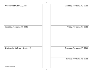 02/22/2016 Weekly Calendar-landscape Calendar