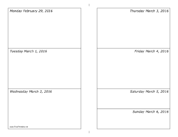 02/29/2016 Weekly Calendar-landscape Calendar