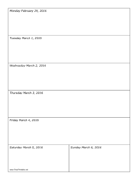 02/29/2016 Weekly Calendar-portrait Calendar