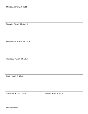 03/28/2016 Weekly Calendar-portrait Calendar