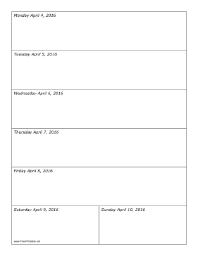 04/04/2016 Weekly Calendar-portrait Calendar