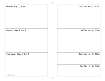 05/02/2016 Weekly Calendar-landscape Calendar