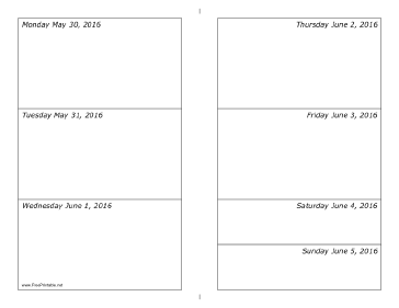 05/30/2016 Weekly Calendar-landscape Calendar