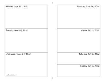 06/27/2016 Weekly Calendar-landscape Calendar