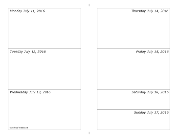 07/11/2016 Weekly Calendar-landscape Calendar