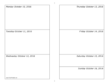 10/10/2016 Weekly Calendar-landscape Calendar