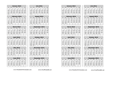 2016 Bookmark Calendar Calendar