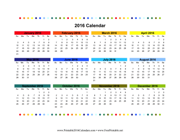 2016 Colorful Calendar Calendar