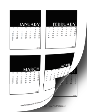 2016 Vertical Scrapbook Calendar Cards Calendar