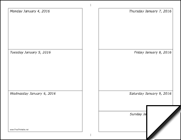 2016 Weekly Calendar-landscape Calendar