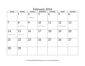 February 2016 Calendar calendar