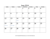 June 2016 Calendar calendar
