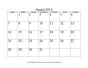August 2016 Calendar calendar