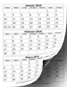 2016 Calendar Three Months Per Page calendar