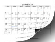 2016 Calendar with Checkboxes calendar